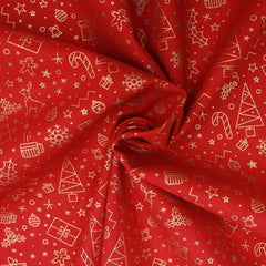 Gold Foil Premium 100% Quilting Cotton "Festive" - 3 Colours - Pound A Metre