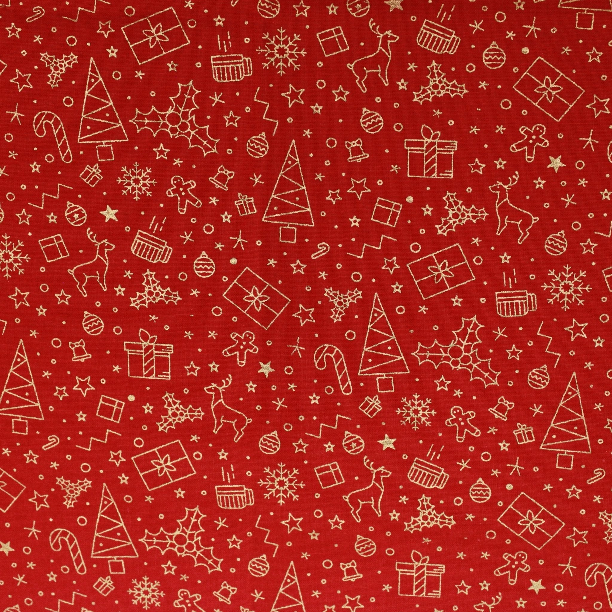 Gold Foil Premium 100% Quilting Cotton "Festive" - 3 Colours - Pound A Metre