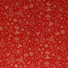 Gold Foil Premium 100% Quilting Cotton "Festive" - 3 Colours - Pound A Metre