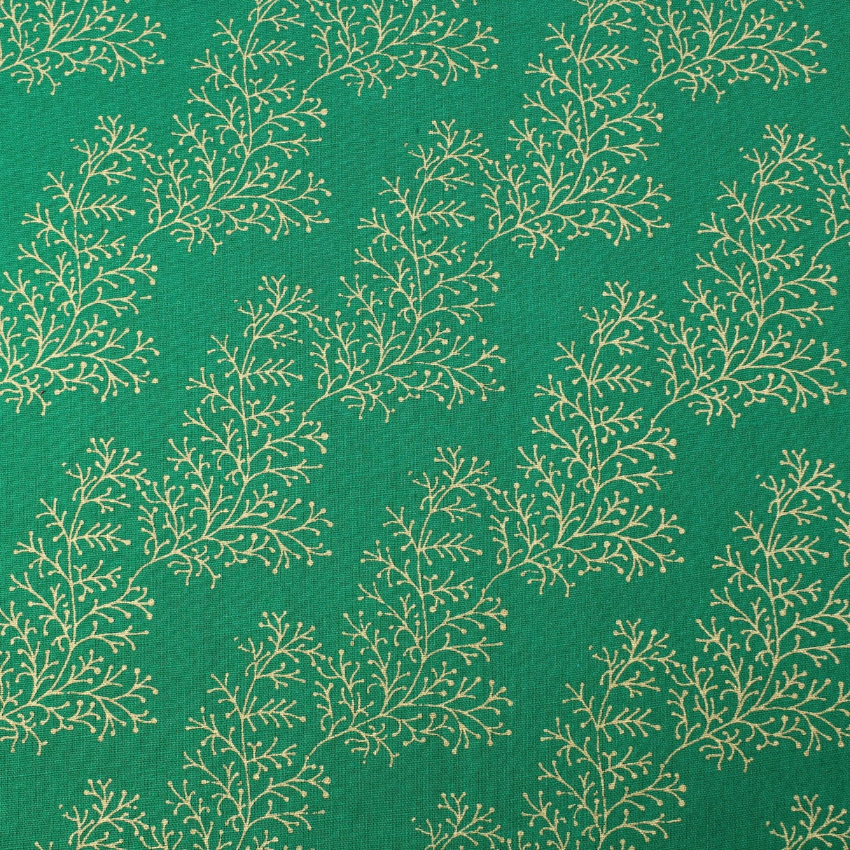 Pound A Metre Gold Foil Premium 100% Quilting Cotton "Festive Branches" - 3 Colours
