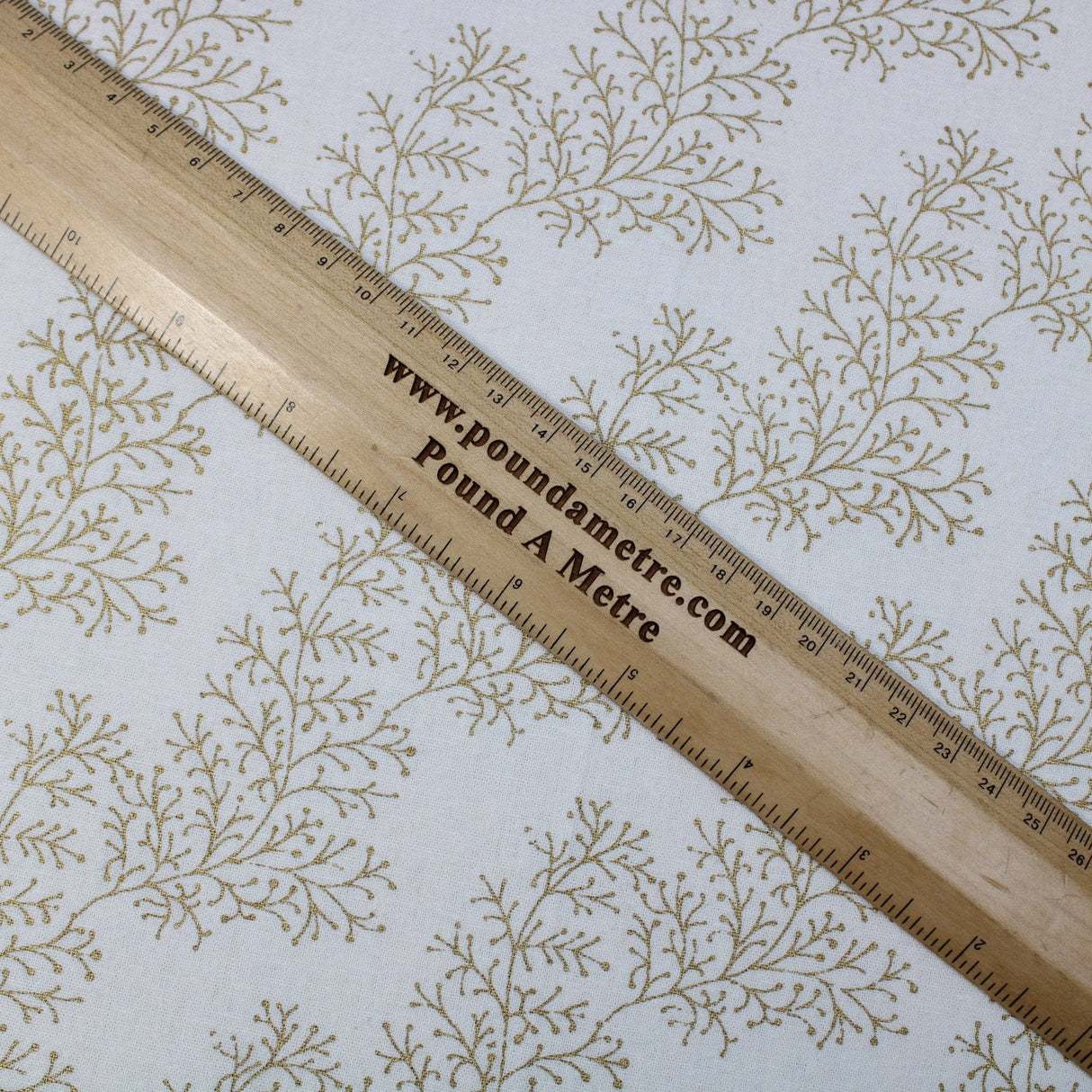 Pound A Metre Gold Foil Premium 100% Quilting Cotton "Festive Branches" - 3 Colours