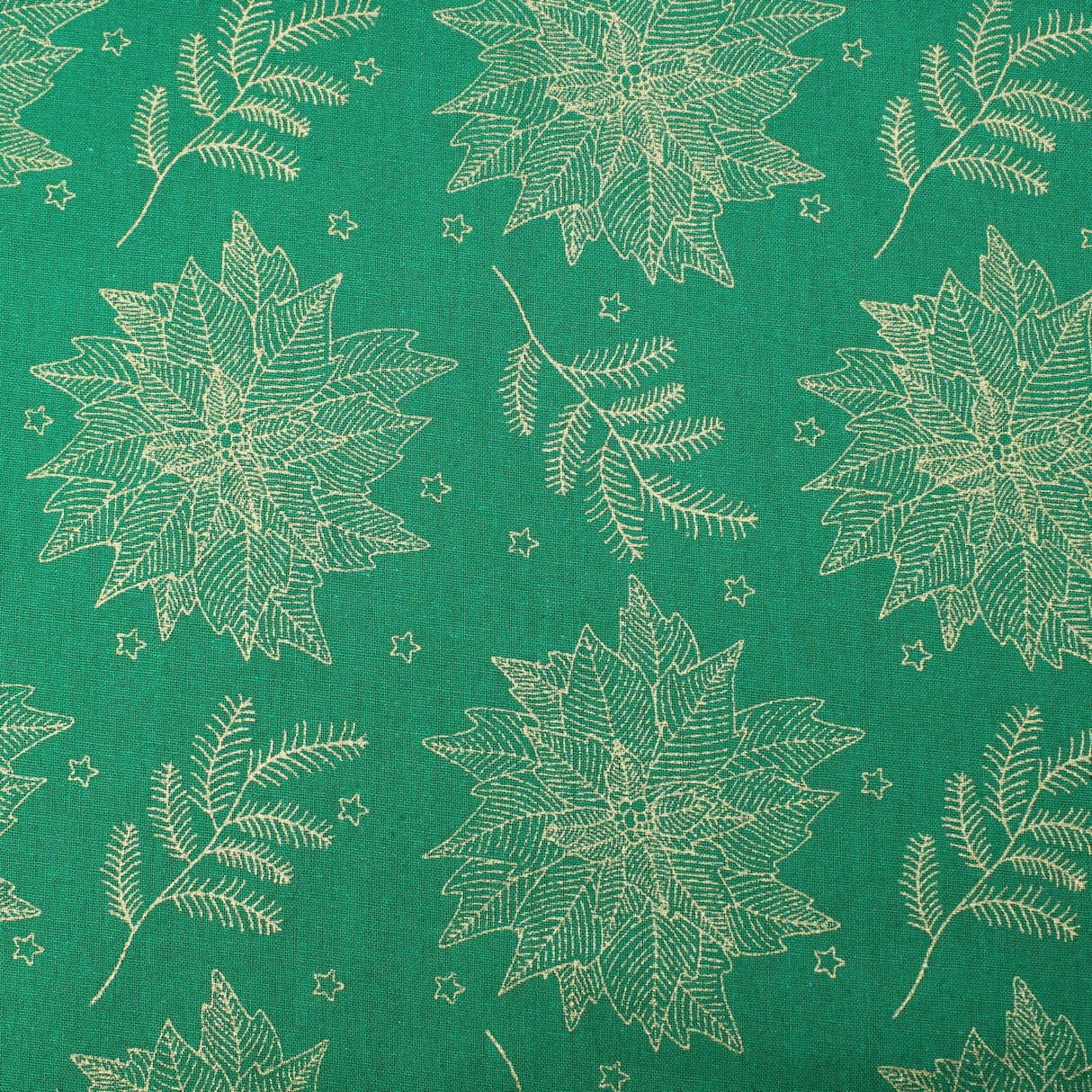 Pound A Metre Gold Foil Premium 100% Quilting Cotton "Festive Flowers" - 3 Colours