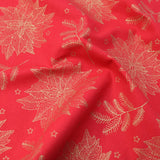 Pound A Metre Gold Foil Premium 100% Quilting Cotton "Festive Flowers" - 3 Colours