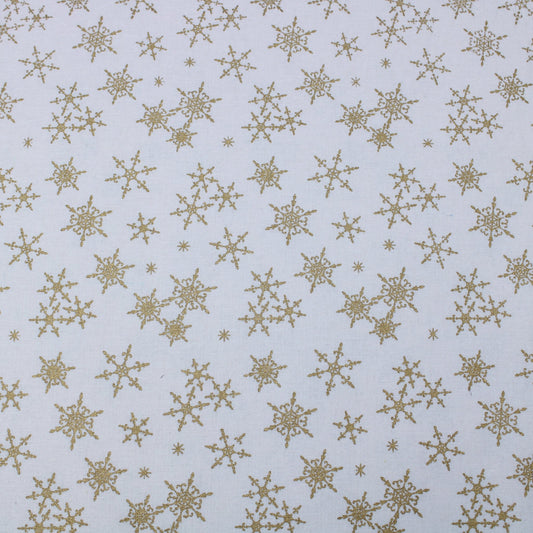 Gold Foil Premium 100% Quilting Cotton "Festive Snowflake" - 3 Colours - Pound A Metre