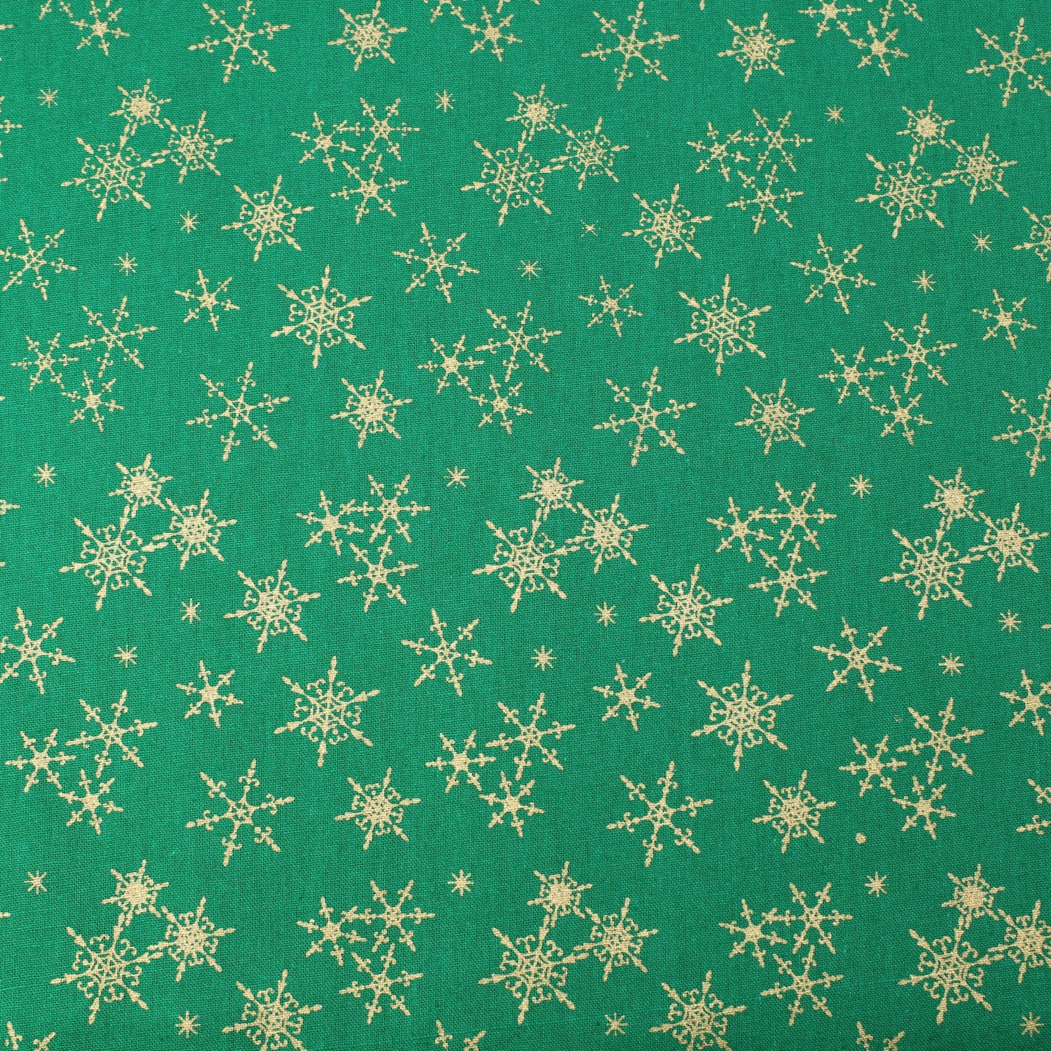 Gold Foil Premium 100% Quilting Cotton "Festive Snowflake" - 3 Colours - Pound A Metre