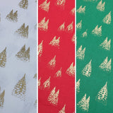 Pound A Metre Gold Foil Premium 100% Quilting Cotton "Festive Tree" - 3 Colours