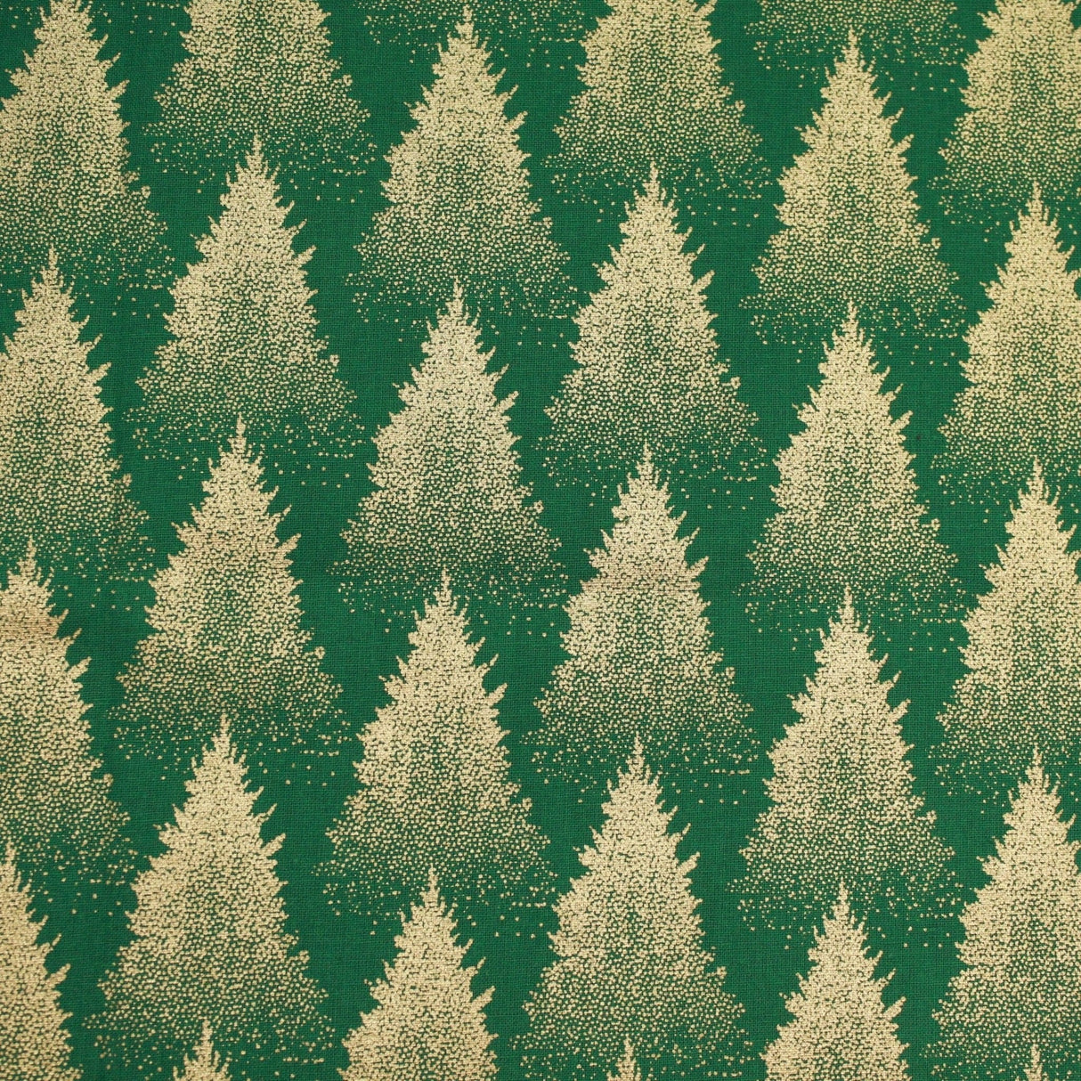 Pound A Metre Green Gold Foil Premium 100% Quilting Cotton "Forest Tree" - 3 Colours