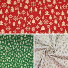 Gold Foil Premium 100% Quilting Cotton "SnowTree" - 3 Colours - Pound A Metre