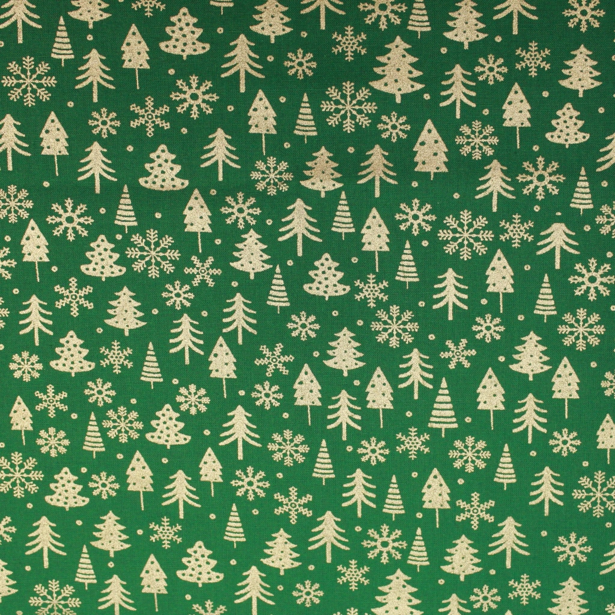 Gold Foil Premium 100% Quilting Cotton "SnowTree" - 3 Colours - Pound A Metre