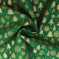 Gold Foil Premium 100% Quilting Cotton "SnowTree" - 3 Colours - Pound A Metre