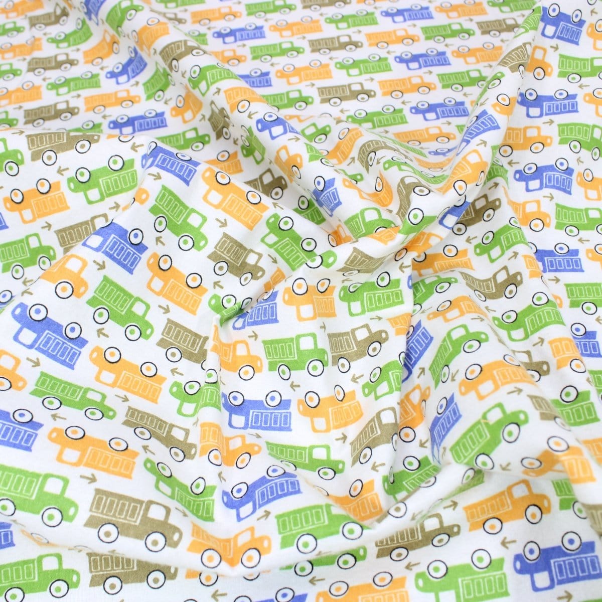 Pound A Metre Full Metre High Quality Brushed Cotton - Colourful Trucks - 60" Wide