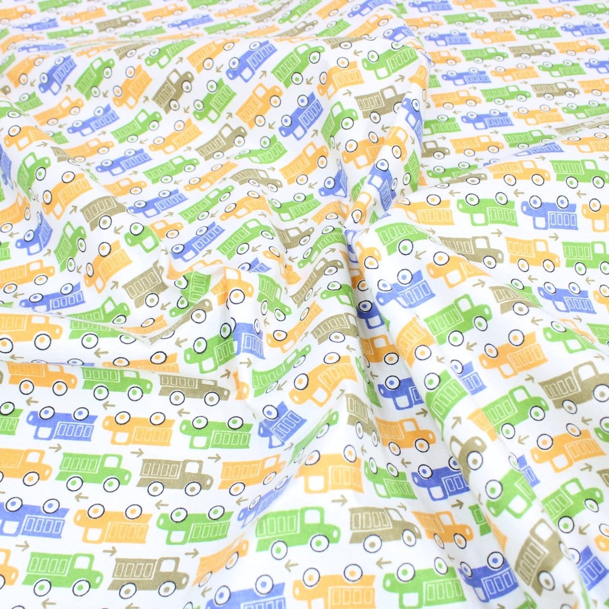 Pound A Metre Full Metre High Quality Brushed Cotton - Colourful Trucks - 60" Wide