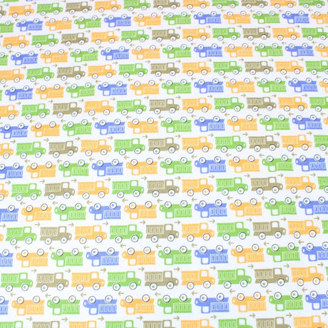 Pound A Metre Full Metre High Quality Brushed Cotton - Colourful Trucks - 60" Wide
