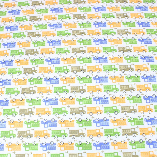Pound A Metre Full Metre High Quality Brushed Cotton - Colourful Trucks - 60" Wide