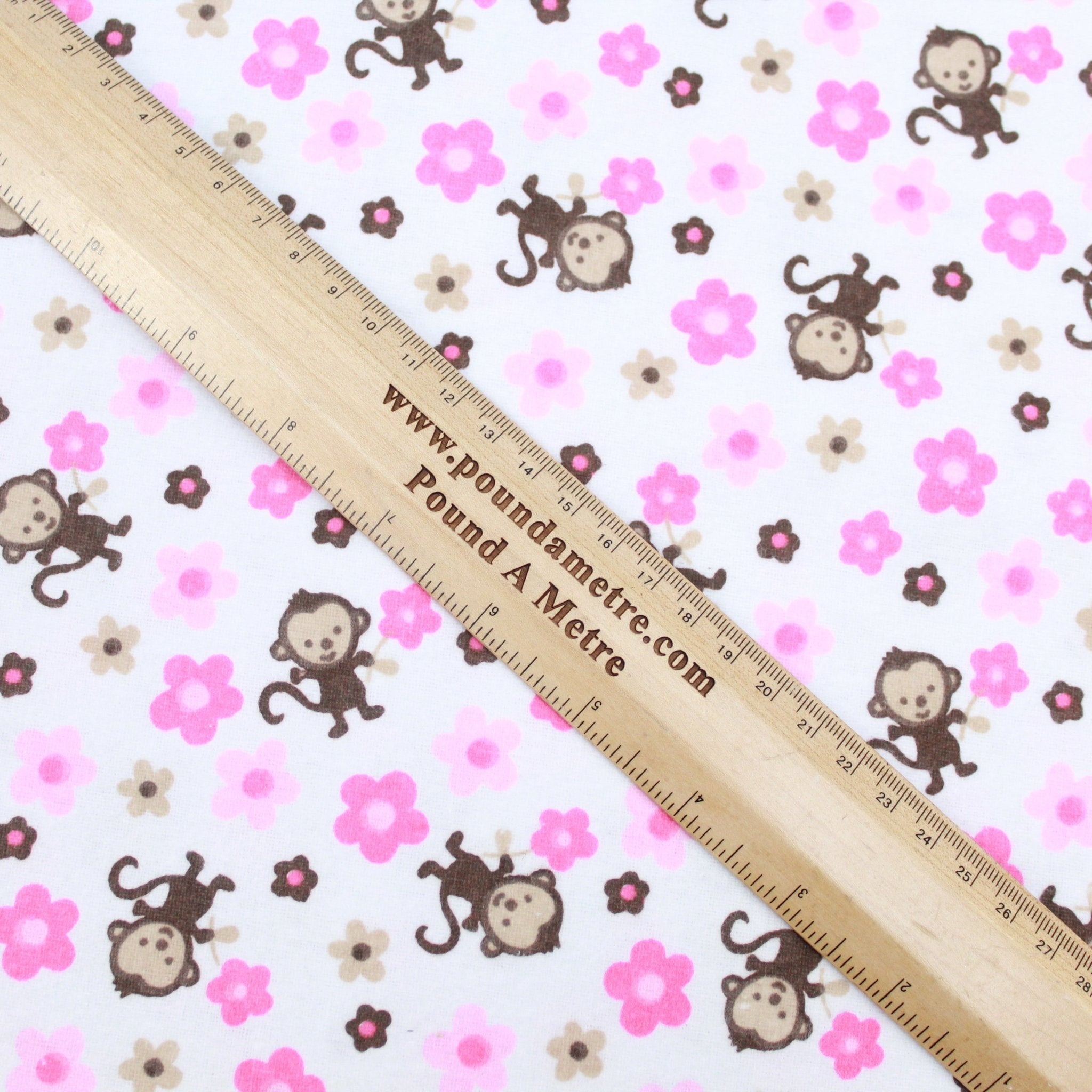 High Quality Brushed Cotton - Friendly Monkey - 60" Wide - Pound A Metre