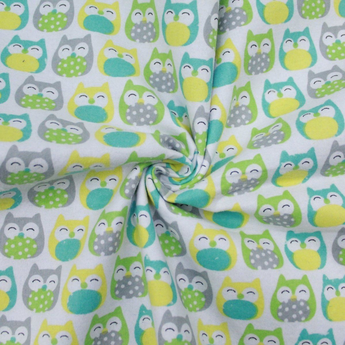 High Quality Brushed Cotton - Friendly Owls - 60" Wide - Pound A Metre