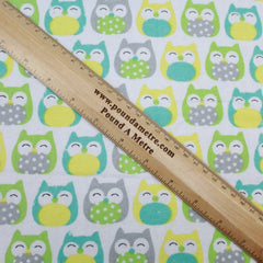High Quality Brushed Cotton - Friendly Owls - 60" Wide - Pound A Metre