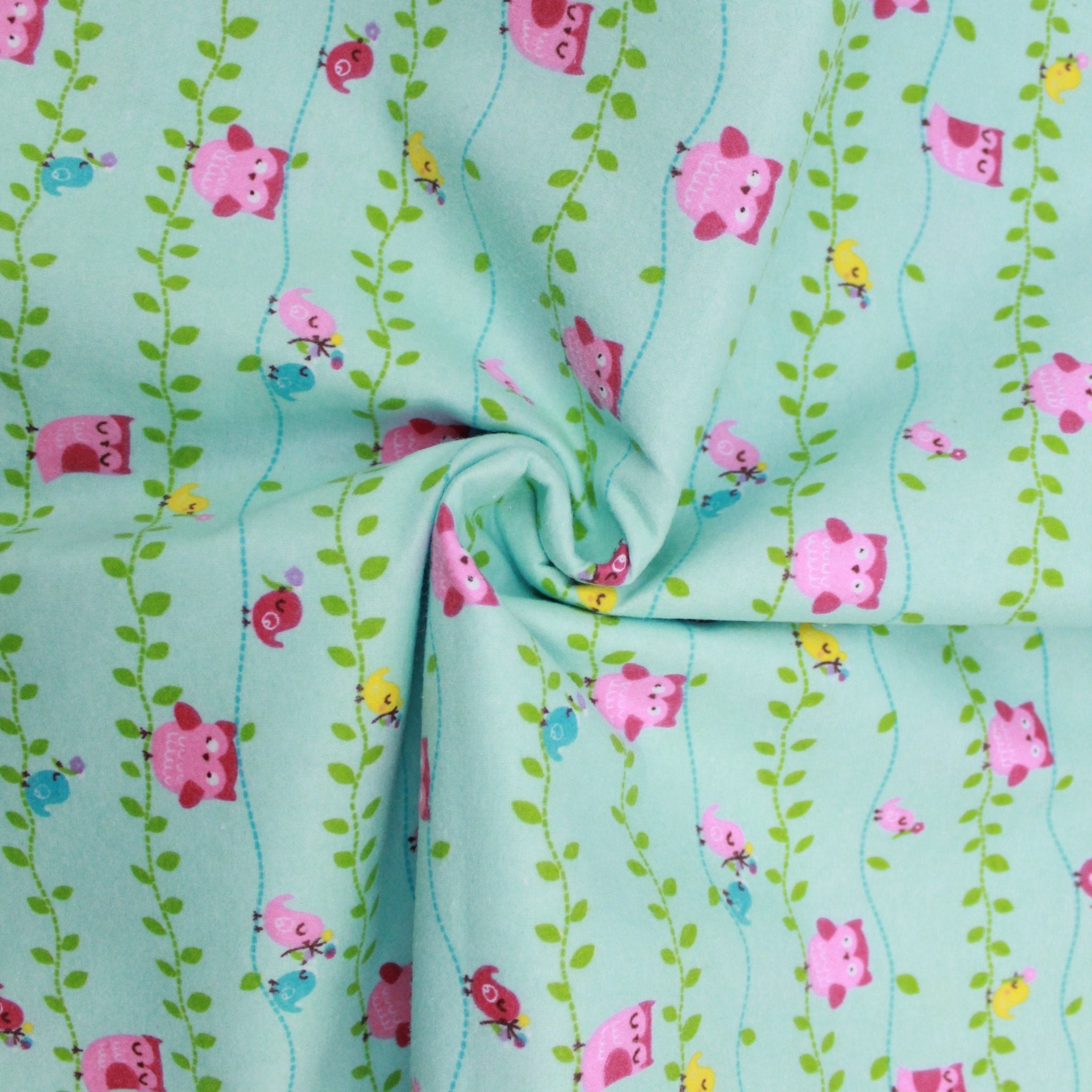 High Quality Brushed Cotton - Owl Garden - 60" Wide - Pound A Metre