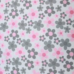 High Quality Brushed Cotton - Pink & Grey Flowers - 60" Wide - Pound A Metre