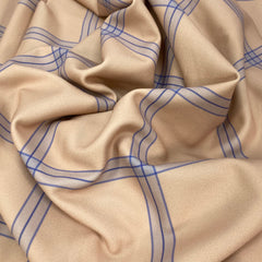 3 Metres Printed Scuba Jersey- Caramel & Blue 55" Wide