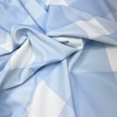 3 Metres Printed Scuba Jersey- Sky Blue Checks 55" Wide