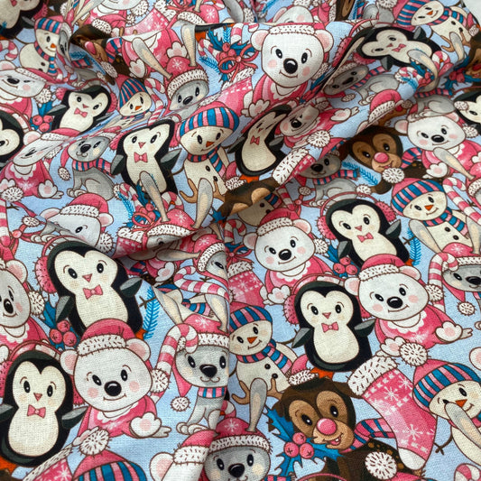 3 Metres Quality 100% Digital Quilting Festive Friends Cotton 44" Wide