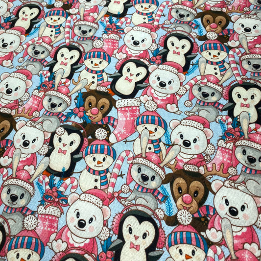 3 Metres Quality 100% Digital Quilting Festive Friends Cotton 44" Wide