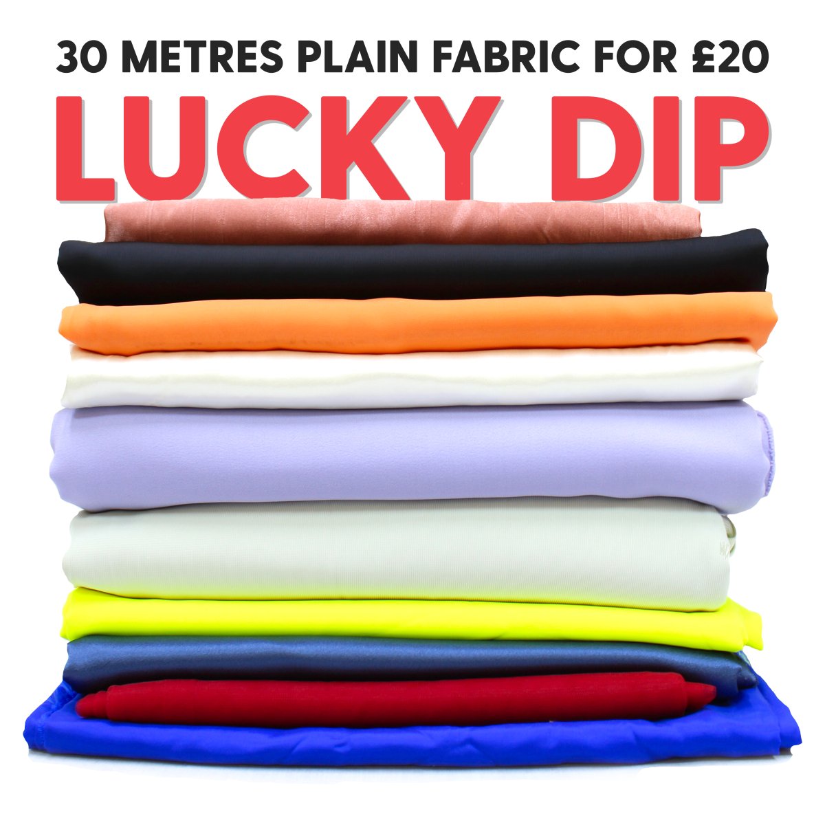 Lucky Dip Box- 30 Metres Plain Fabric Bundle - Pound A Metre