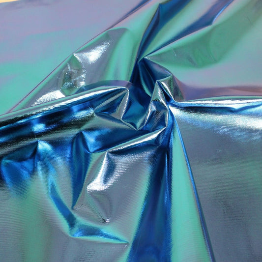 Luxury Aurora Foil Tricot Lame 45" Wide Teal - Pound A Metre