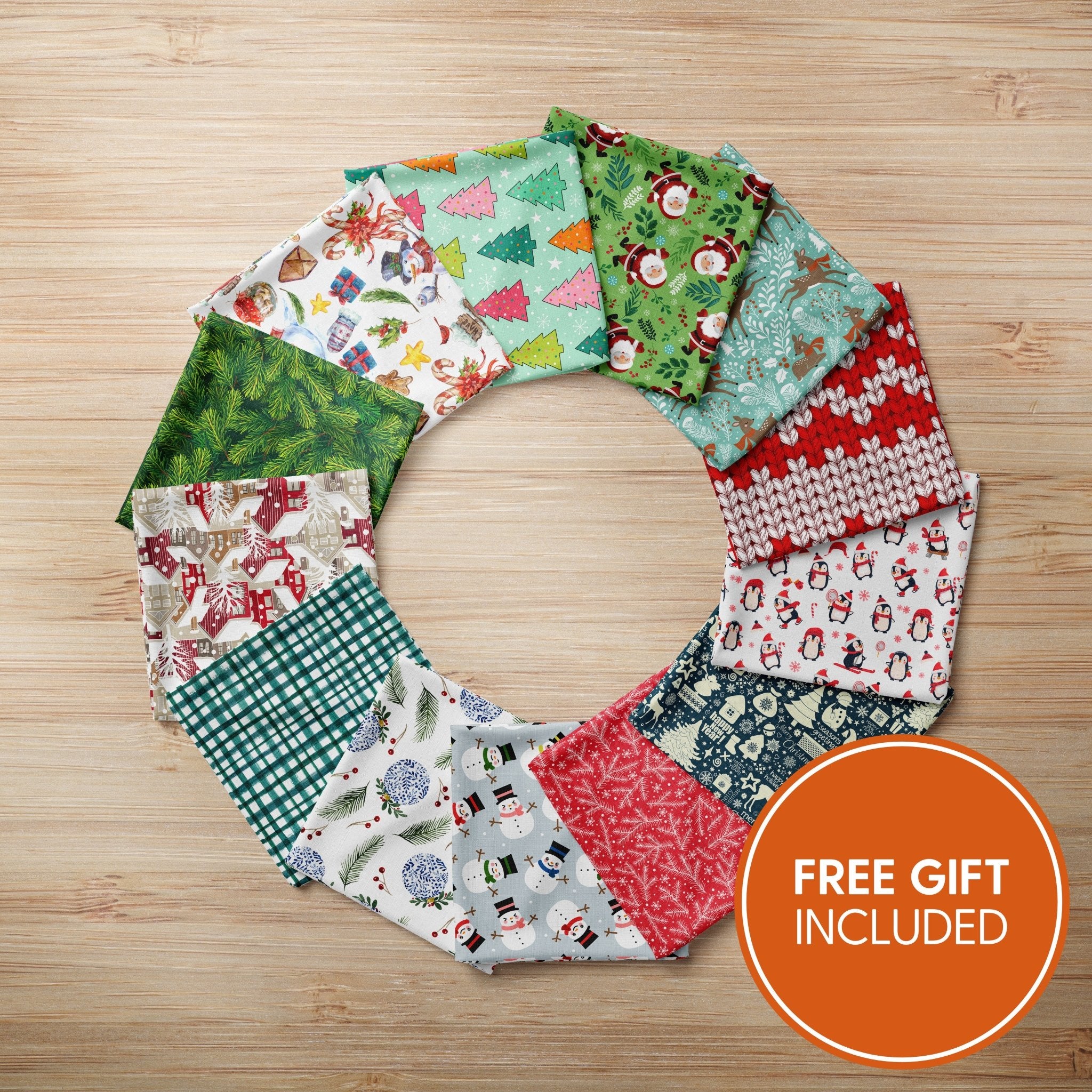 Mega Variety Festive Bundle- 13 x Fat Quarters- 100% Premium Quilting Cotton - Pound A Metre