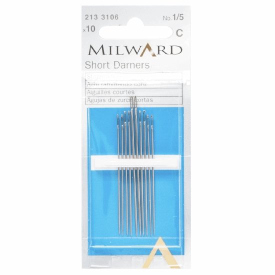 Milward Assorted Short Darner Hand Sewing Needles 10 Pack Size (1/5) - Pound A Metre