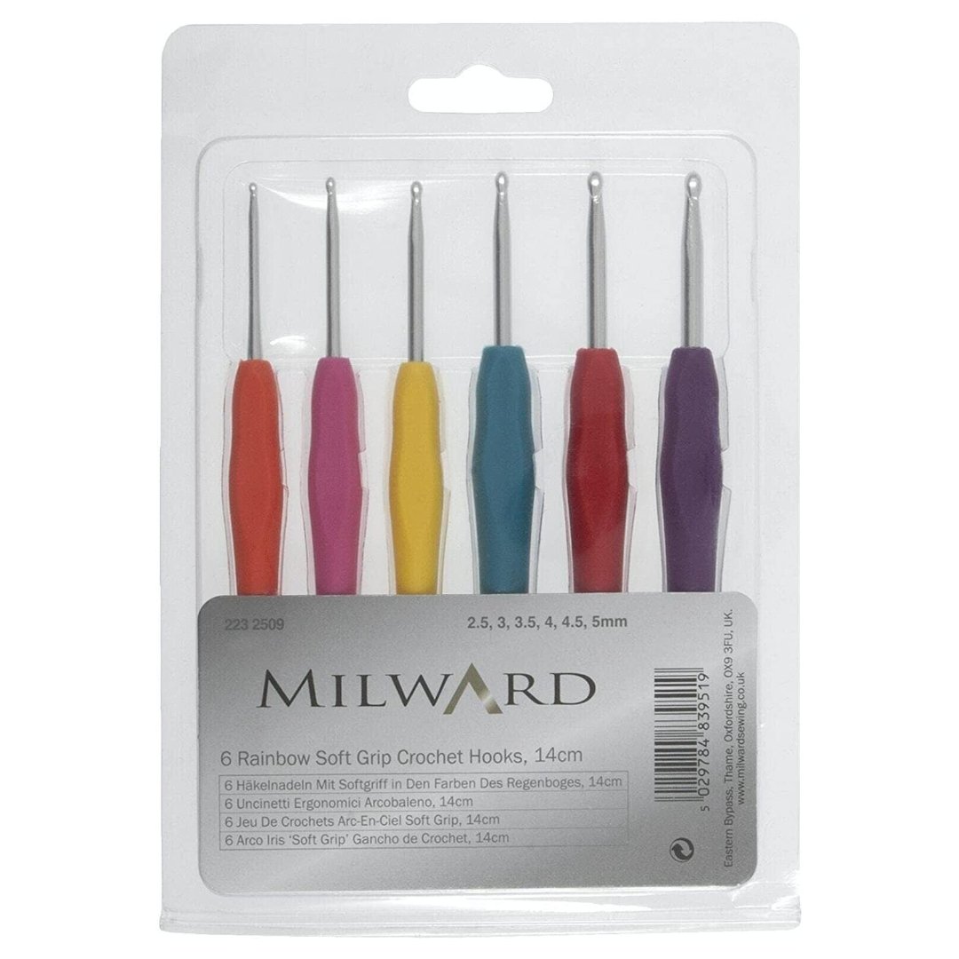 Milward Crochet Hook Set -Soft Rubber Grip Set of 6 - Pound A Metre