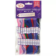 Pack of 12 Embroidery Thread - 100% Cotton - Pound A Metre
