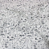 Per Metre Digitally Printed 100% Cotton- 45" Wide (Sewing Monochrome) - Pound A Metre