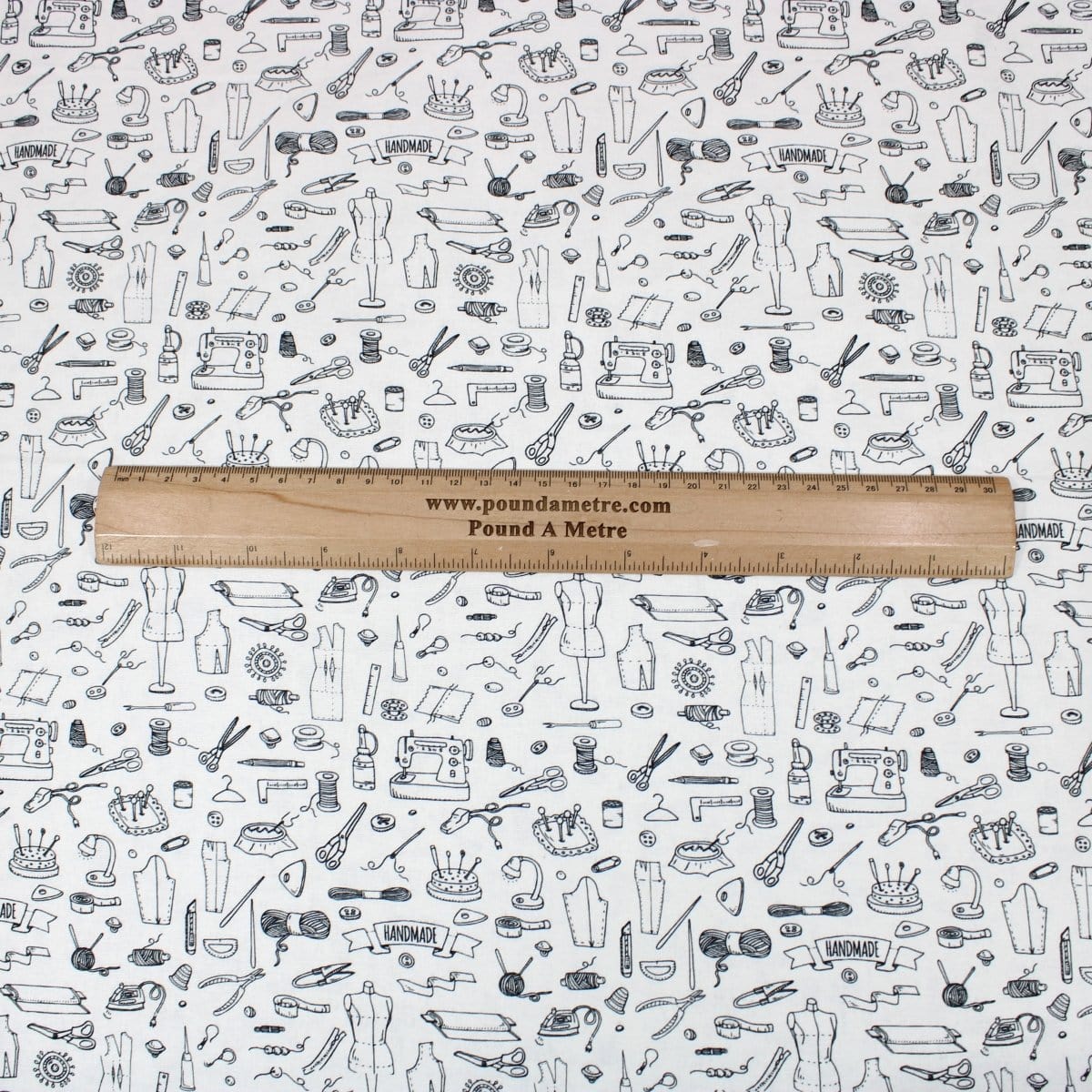 Pound A Metre Per Metre Per Metre Digitally Printed 100% Cotton- 45" Wide (Sewing Monochrome)