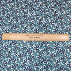 Premium 100% Floral Quilting Cotton - Flower - 44" Wide Dark Teal - Pound A Metre