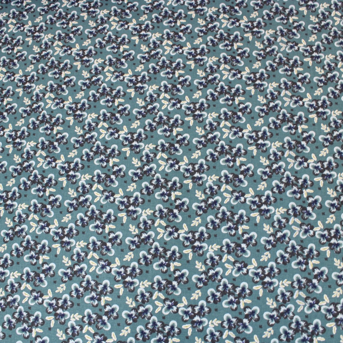 Premium 100% Floral Quilting Cotton - Flower - 44" Wide Dark Teal - Pound A Metre