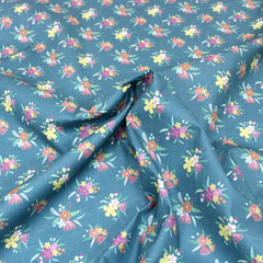 Premium 100% Floral Quilting Cotton - Flower - 44" Wide Dark Teal - Pound A Metre