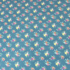 Premium 100% Floral Quilting Cotton - Flower - 44" Wide Dark Teal - Pound A Metre