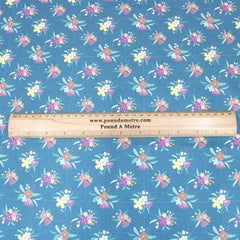 Premium 100% Floral Quilting Cotton - Flower - 44" Wide Dark Teal - Pound A Metre