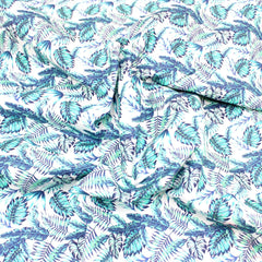 Premium 100% Quilting Cotton 45’ Wide Blue Leafs - Pound A Metre