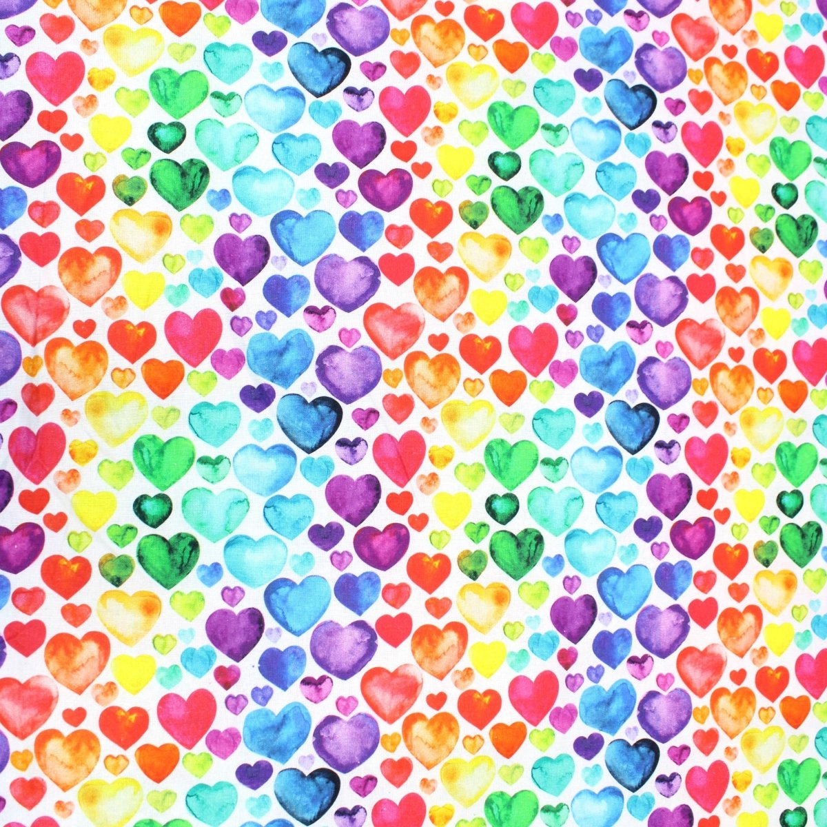 Premium 100% Quilting Cotton 45’ Wide Multicoloured Hearts - Pound A Metre