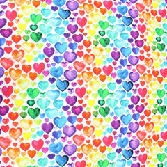 Premium 100% Quilting Cotton 45’ Wide Multicoloured Hearts - Pound A Metre