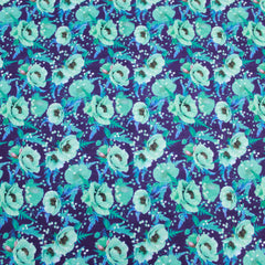 Premium Dressmaking 100% Cotton Floral Sateen - 45" Wide Purple & Teal - Pound A Metre