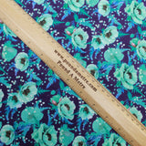 Pound A Metre 1 Metre Premium Dressmaking 100% Cotton Floral Sateen - 45" Wide Purple & Teal