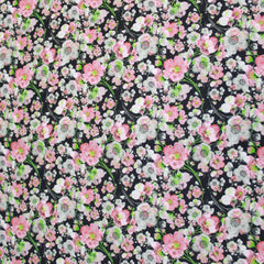 Premium Dressmaking 100% Cotton Floral Sateen - Floral Explosion - 45" Wide Pink & Black - Pound A Metre
