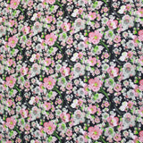 Pound A Metre 1 Metre Premium Dressmaking 100% Cotton Floral Sateen - Floral Explosion - 45" Wide Pink & Black