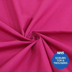 Premium Plain Polycotton Fabric 45- 20 Colours Available Full Metre / Cerise
