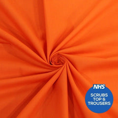 Premium Plain Polycotton Fabric 45- 20 Colours Available Full Metre / Orange