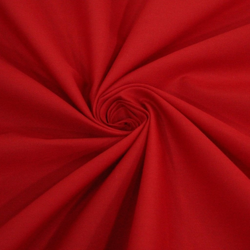 Premium Plain Polycotton Fabric 45- 20 Colours Available Full Metre / Red